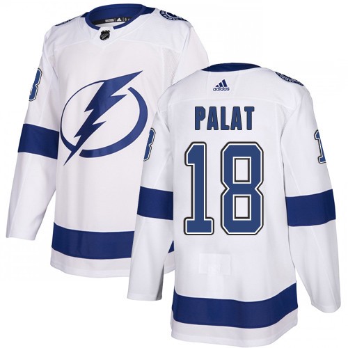 Adidas Tampa Bay Lightning Men 18 Ondrej Palat White Road Authentic Stitched NHL Jersey